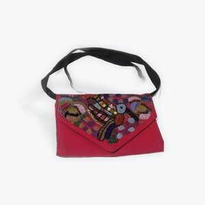 Source Unknown Red Beaded Envelope Wristlet